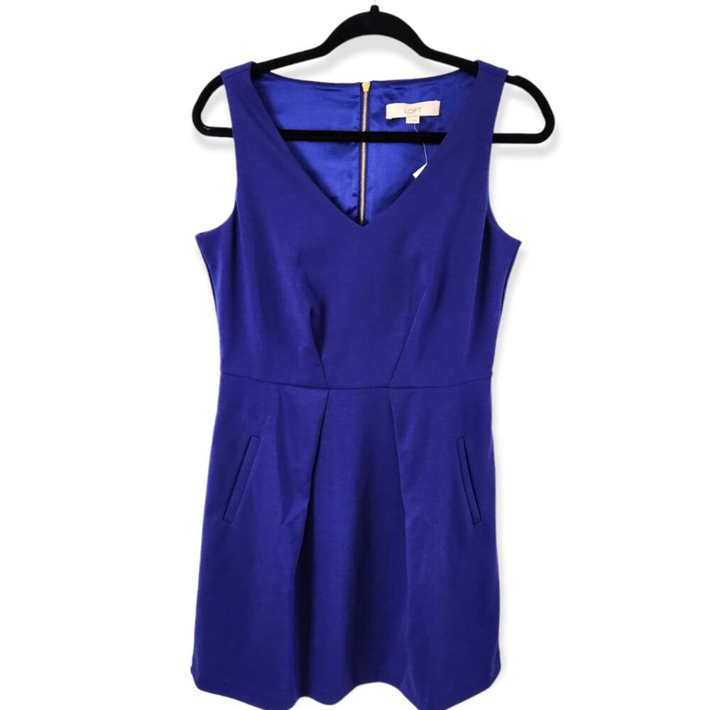 Ann Taylor LOFT Women's Blue Sleeveless V Neck Dress Size 6 NWT